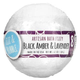 Fizz & Bubble, كرة الاستحمام الفوارة الطبيعية، العنبر الأسود واللافندر، 6.5 أواقٍ (184 جرامًا)