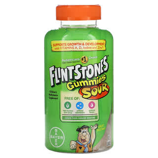 Flintstones, Suplemento multivitamínico para niños, Gomitas ácidas, 180 gomitas