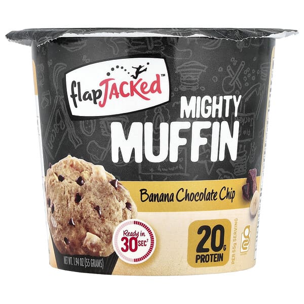 FlapJacked, Mighty Muffin aux probiotiques, banane et pépites de chocolat, 55 g