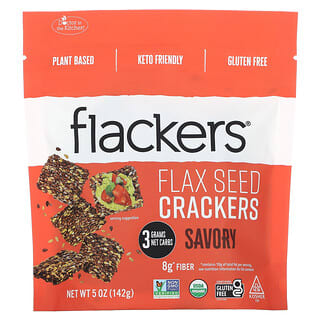 Flackers, крекеры из семян льна, пикантный, 142 г (5 унций)