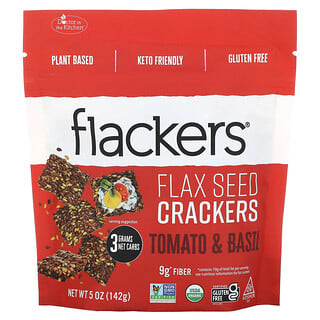 Flackers, Galletas con semillas de lino, tomate y albahaca`` 142 g (5 oz)