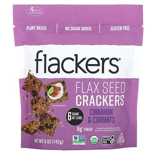 Flackers, Flax Seed Crackers, Cinnamon & Currants, 5 oz (142 g)