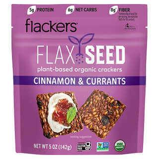 Flackers, Flaxseed Crackers, Cinnamon & Currants, 5 oz (142 g)