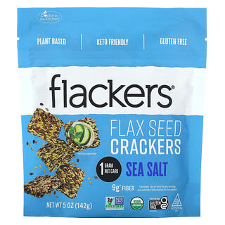 Flackers, Leinsamen-Cracker, Meersalz, 142 g (5 oz.)