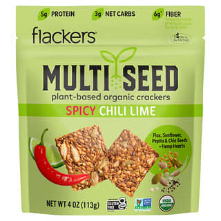 Flackers, Multi Seed, Plant-Based Organic Crackers, Spicy Chili Lime, 4 oz (113 g)