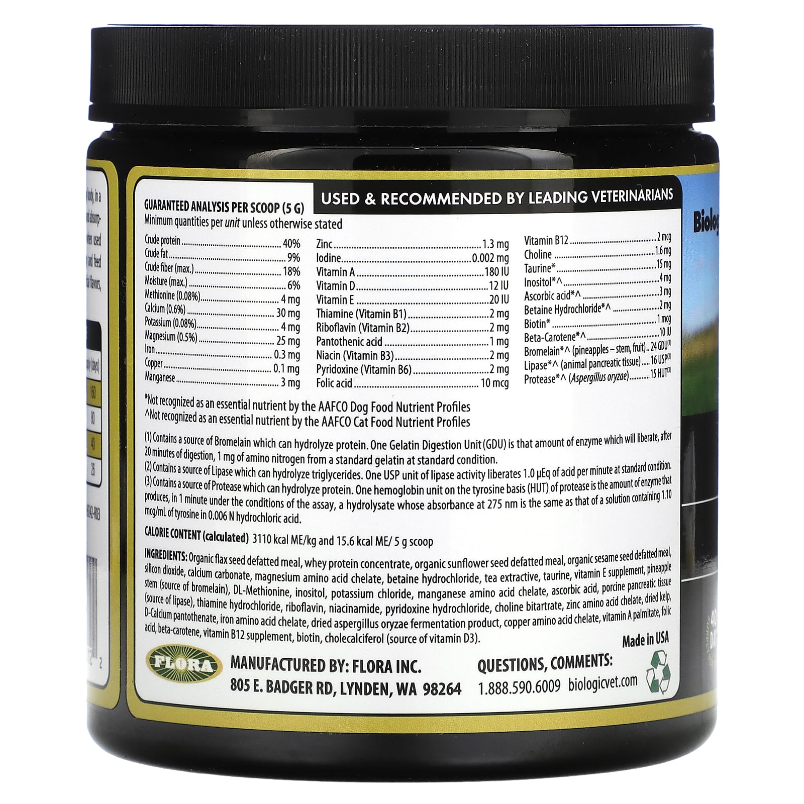 Flora Health BiologicVET BioSKIN&Coat Powder - Natural Antihistamine For Dogs & Cats With Allergies