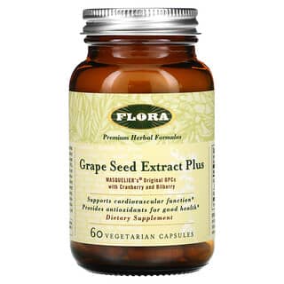 Flora, Grape Seed Extract Plus, Traubenkernextrakt, 60 pflanzliche Kapseln