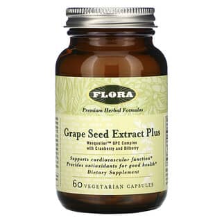 Flora, экстракт косточек винограда плюс, 60 вегетарианских капсул