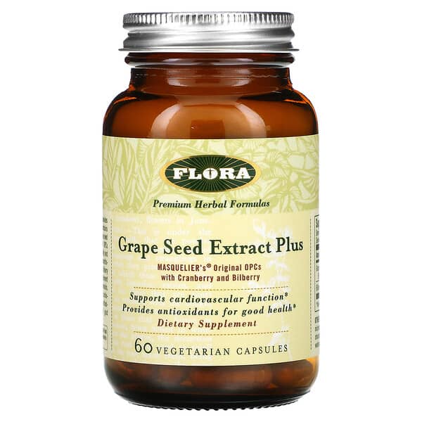 Flora, Grape Seed Extract Plus, Traubenkernextrakt, 60 pflanzliche Kapseln