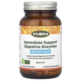 Flora, Immediate Support Digestive Enzymes, 90 Vegetarian Capsules