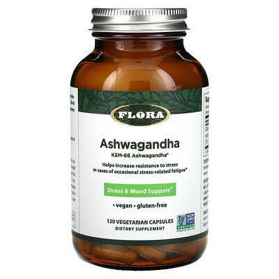 Flora, Ashwagandha, 600 mg, 120 vegetarian capsules (300 mg per capsule)
