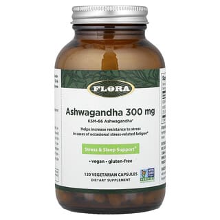 Flora, Ashwagandha, 120 cápsulas vegetales (300 mg por cápsula)