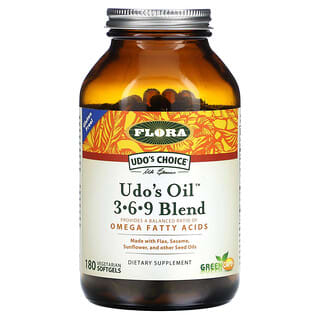 Flora, Udo's Choice（ウドズチョイス）、Udo's Oil（ウドズオイル）3-6-9ブレンド、植物性ソフトジェル180粒