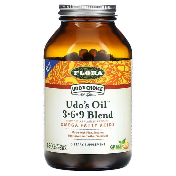 Flora, Udo's Choice（ウドズチョイス）、Udo's Oil（ウドズオイル）3-6-9ブレンド、植物性ソフトジェル180粒