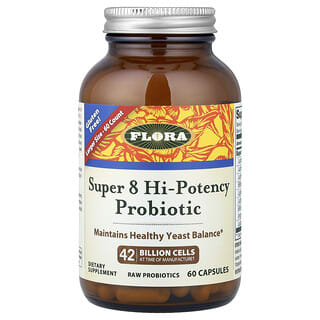 Flora, Probiótico de Alta Potência Super 8, 60 Cápsulas