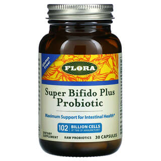Flora, Super Bifido Plus, пробиотик с бифидобактериями, 120 млрд клеток, 30 капсул