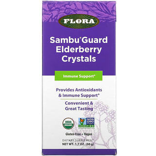 Flora, Sambu Guard Elderberry Crystals，机体抵抗幫助，1.7 盎司（50 克）