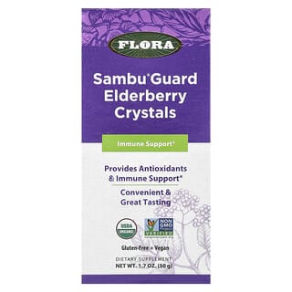 Flora, Sambu Guard Elderberry Crystals，机体抵抗帮助，1.7 盎司（50 克）