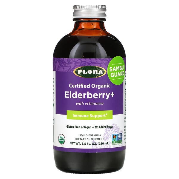 Flora, Certified Organic Elderberry+ with Echinacea, Immune Support,  8.5 fl oz (250 ml)
