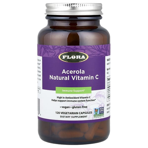 Acerola Natural Vitamin C, 120 Vegetarian Capsules