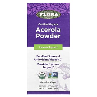 Flora, Certified Organic Acerola Powder, 1.7 oz (50 g)