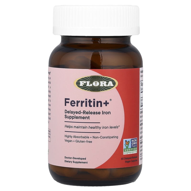 Ferritin +®, 60 веганських капсул із відстроченим вивільненням (20