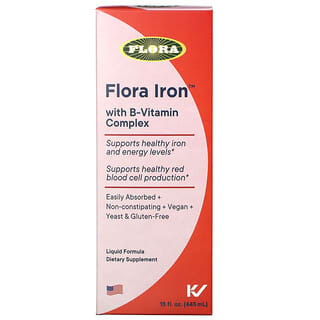 Flora, Hierro con complejo de vitamina B, 445 ml (15 oz. Líq.)