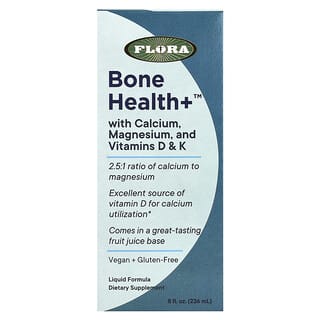 Flora, Bone Health+ avec calcium, magnésium et vitamines D et K, liquide, 236 ml