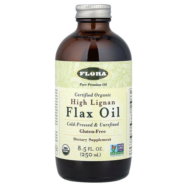 Flora, 認可有機高木酚素亞麻油，8.5 液量盎司（250 毫升）
