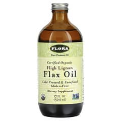 Flora, 经认可的有机高木酚素亚麻油，17 液量盎司（500 毫升）