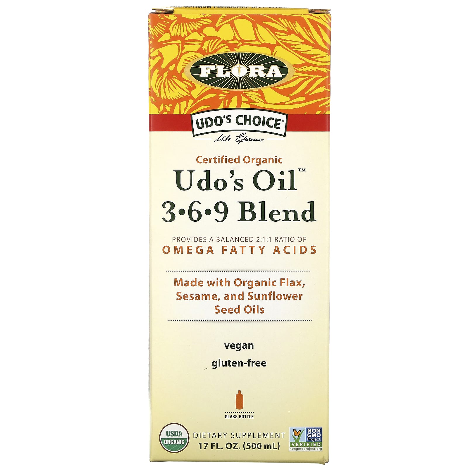 Dominerende Berri Adskillelse Flora, Udo's Oil 3-6-9 Blend, 17 fl oz (500 ml)