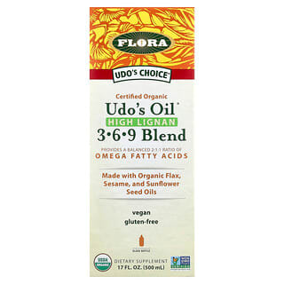 Flora, Udo's Choice, Certified Organic Udo's Oil, High Lignan 3-6-9 Blend, 17 fl oz (500 ml)