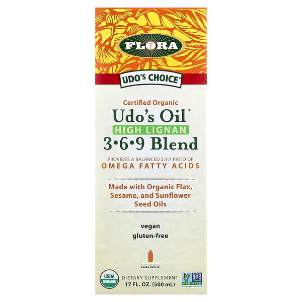 Flora, Udo's Choice, Certified Organic Udo's Oil, High Lignan 3-6-9 Blend, 17 fl oz (500 ml) — product photo 1
