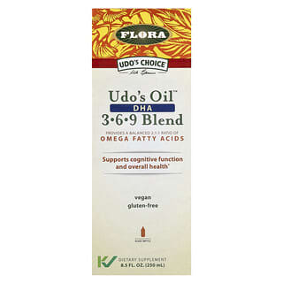 Flora‏, Udo's Choice‏, שמן Udo's‏, תערובת DHA 3-6-9‏, 250 מ"ל (8.5 אונקיות נוזל)