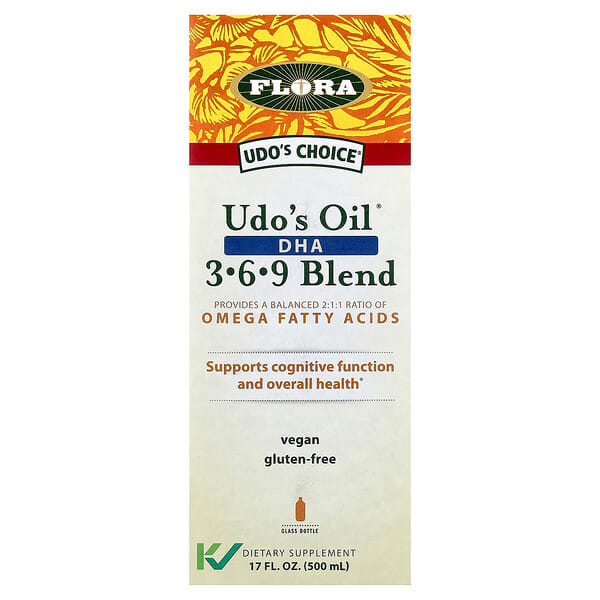 Flora, Udo's Choice®, Udo's Oil® DHA 3-6-9 Blend, 17 fl oz (500 ml) — product photo 1