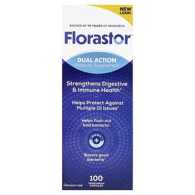 Florastor, Dual Action Probiotic Supplement, 100 Vegetarian Capsules (250 mg per Capsule)
