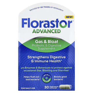 Florastor, Advanced, Gas & Bloat, 30 Vegetarian Capsules
