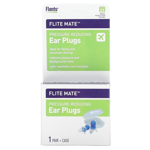 Flents, Flite Mate, drukverlagende oordopjes, 1 paar + etui