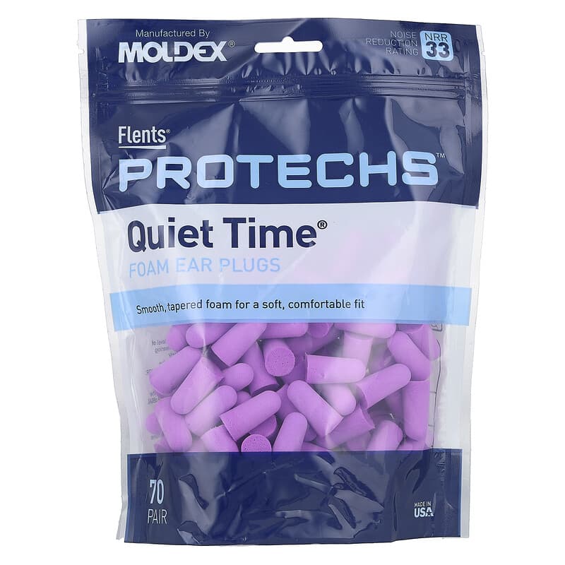 Flent's ProTechs Quiet Time Soft Comfort Ear Plugs (10 PR) NRR 33