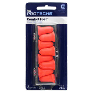 Flents, Protechs, Comfort Foam, Foam Ear Plugs, 4 Pairs + Case