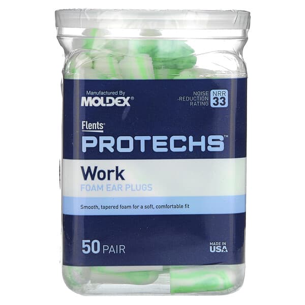 Flents, Protechs, Schaumstoff-Ohrstöpsel, Arbeit, 50 Paar