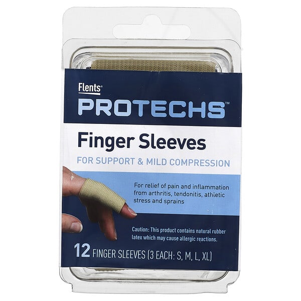 Flents, Protechs, 핑거 슬리브, S, M, L, XL, 12개 핑거 슬리브