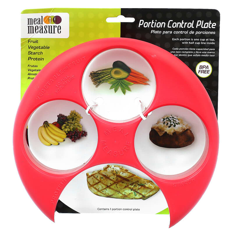 Meal Measure, Portion Control Plate, Red, 1 Count