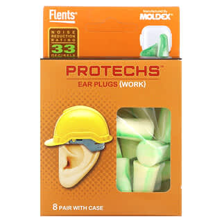 Flents, Protechs, Work Ear Plugs, 8 Pair with Case