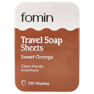 fomin‏, דפי סבון לנסיעות, תפוז מתוק, 100 דפים, 44 גרם (1.55 אונקיות)