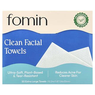 fomin, Toallas faciales limpias, Extragrandes, 50 toallitas