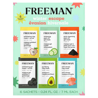Freeman Beauty, Winter Escape ، أقنعة التجميل للوجه ، متنوعة ، 6 أكياس ، 0.24 أونصة سائلة (7 مل) لكل كيس