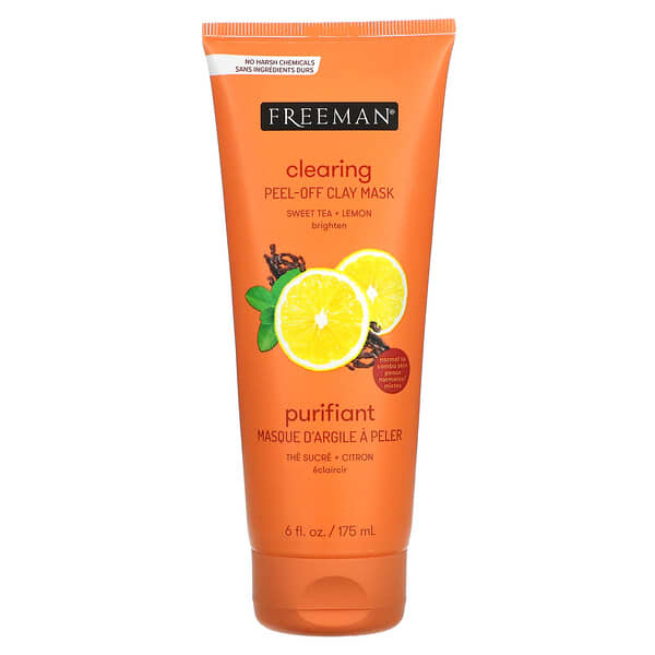 Freeman Beauty, Feeling Beautiful（フィーリングビューティフル）、クリアリングピールオフクレイマスク、スイートティー＋レモン、175ml（6液量オンス）