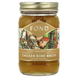 FOND Bone Broth, Chicken Bone Broth, Hühnerknochenbrühe, Kurkuma und schwarzer Pfeffer, 400 ml (14 fl. oz.)