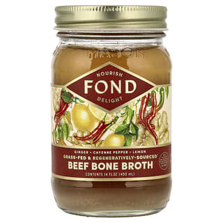 FOND Bone Broth, Beef Bone Broth, Rindfleisch-Knochenbrühe, Ingwer und Cayenne, 400 ml (14 fl. oz.)